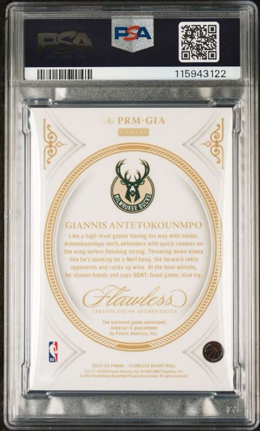 2023 Panini Flawless Premium Memorabilia #PRMGIA GIANNIS ANTETOKOUNMPO PSA 10