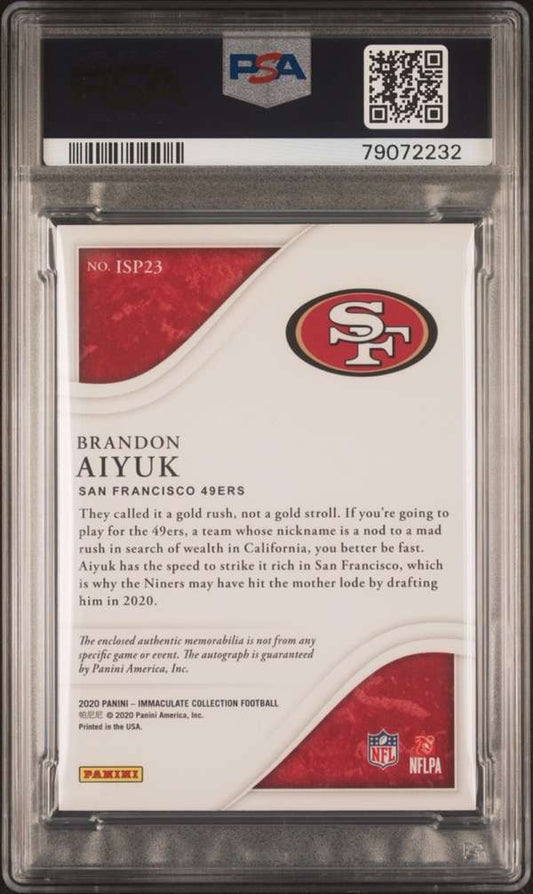 2020 Panini Collection - BC Immaculate Signature Patches Brandon Aiyuk PSA 9