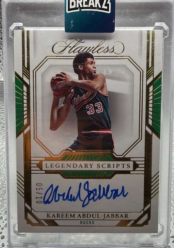 2022-23 Panini Flawless #LS-KAJ Kareem Abdul-Jabbar Legendary Scripts Ruby #/15