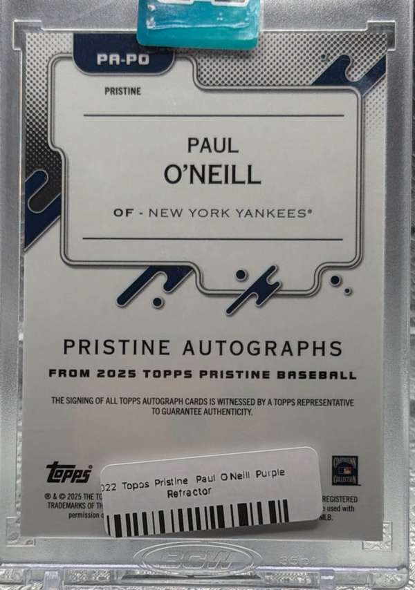 2025 Topps Pristine - Autographs Purple Refractors Paul O'Neill
