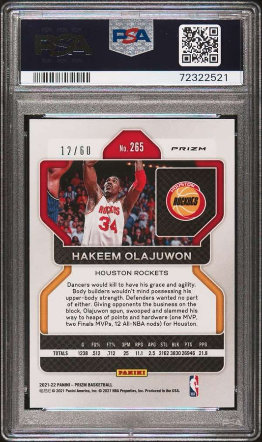 2021-22 Panini Prizm #265 Hakeem Olajuwon Orange Wave PSA 9 #/60
