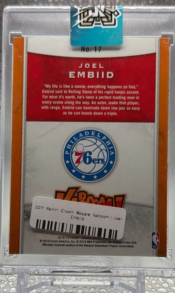2018-19 Panini Crown Royale - Kaboom! #17 Joel Embiid Mint