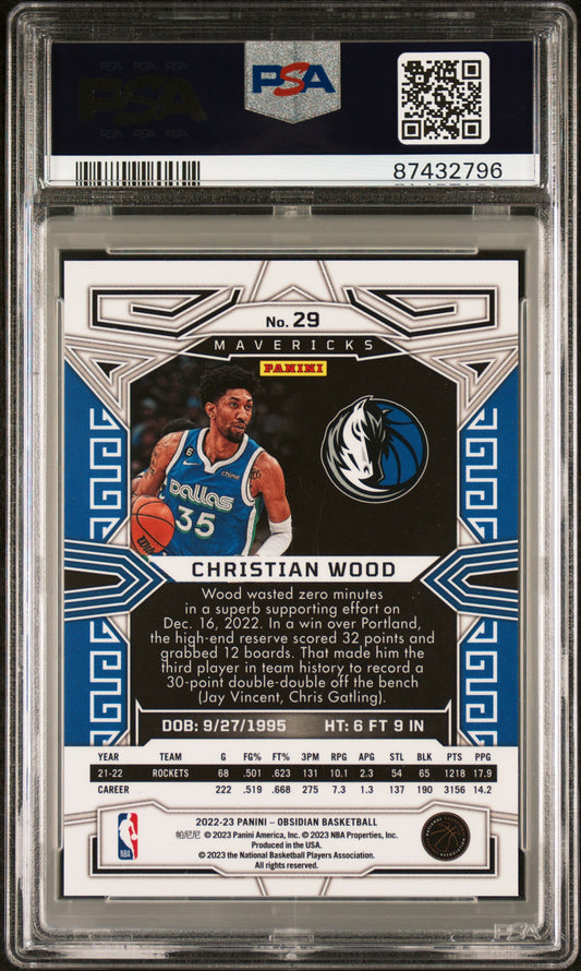 2022 Panini Obsidian #29 Christian Wood Electric Etch White Pulsar PSA 10