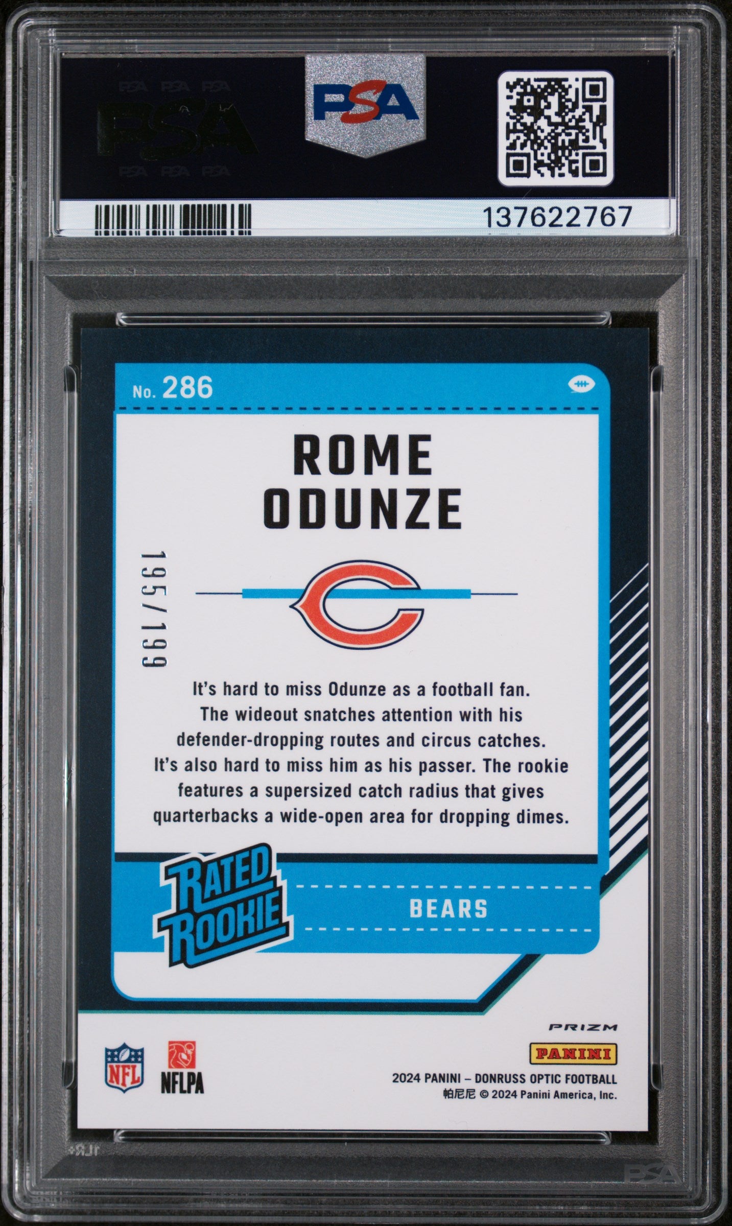 2024 Donruss Optic #286 Rome Odunze Blue PSA 9 #/199