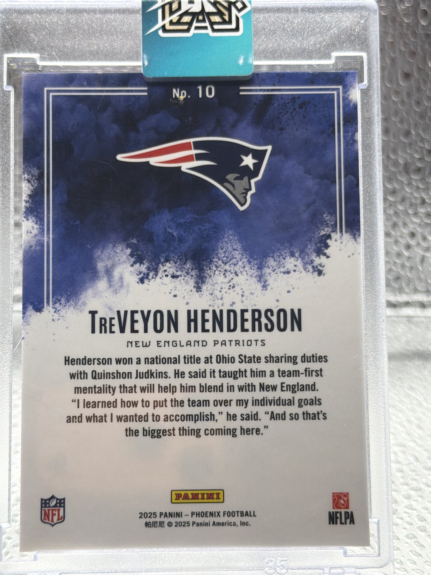 2025 Panini Phoenix TreVeyon Henderson Color Blast RC Rookie SSP #10 Patriots