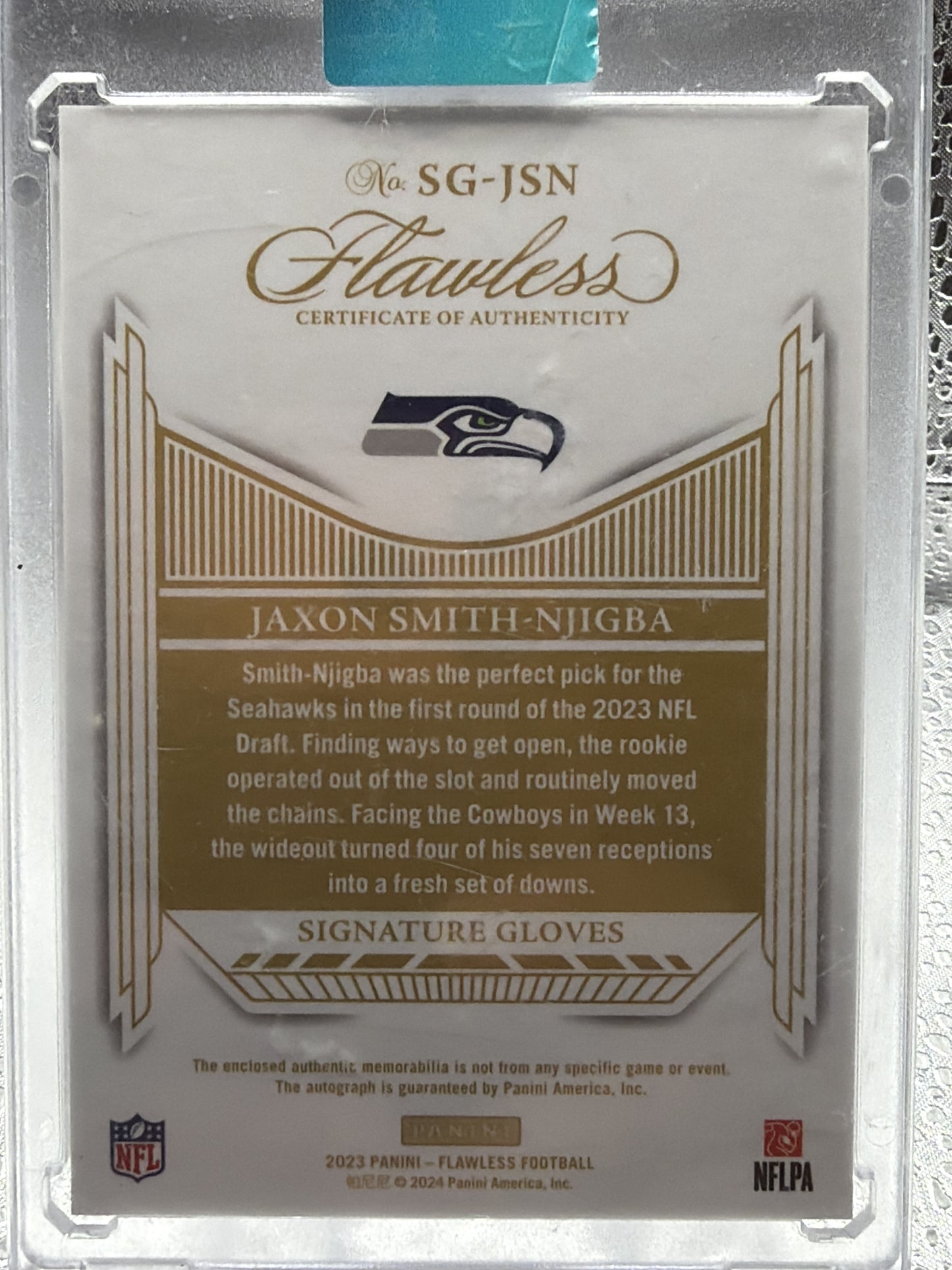 2023 Panini Flawless Jaxon Smith-Njigba Signature Gloves Rookie Patch Auto /25