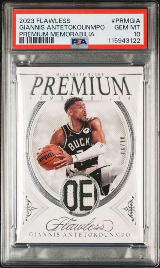 2023 Panini Flawless Premium Memorabilia #PRMGIA GIANNIS ANTETOKOUNMPO PSA 10
