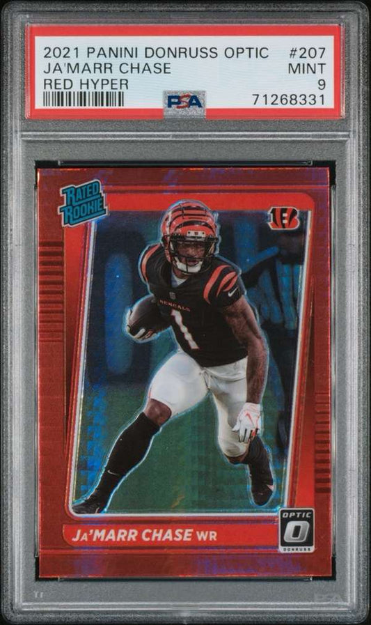 2021 Donruss Optic - Red Hyper #207 Ja'Marr Chase PSA 9