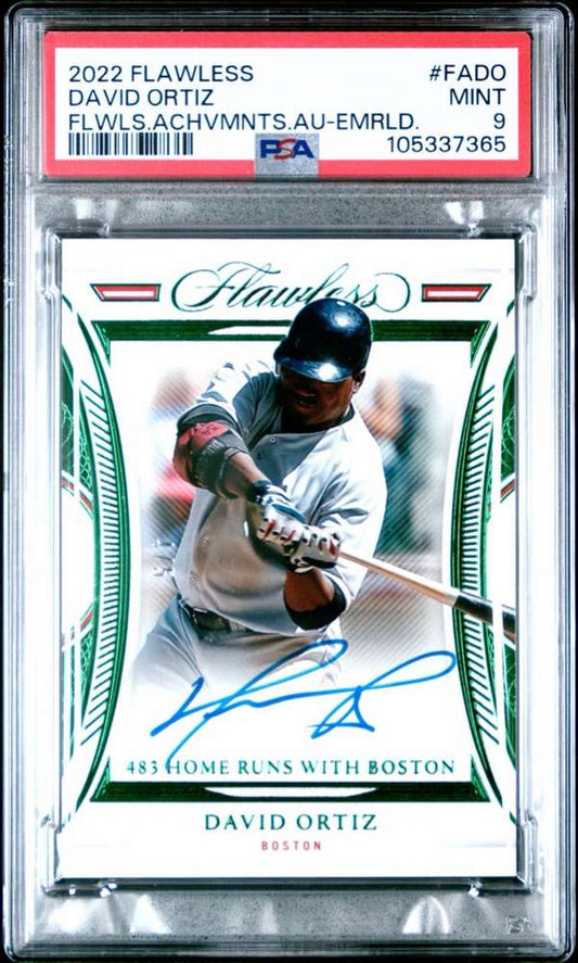 2022 Panini Flawless - Achievements Autographs Emerald David Ortiz PSA 9
