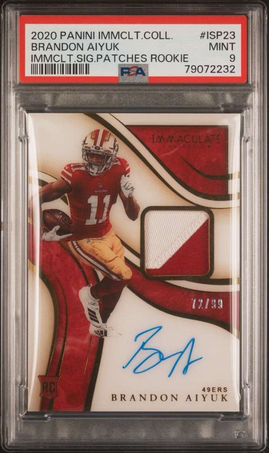 2020 Panini Collection - BC Immaculate Signature Patches Brandon Aiyuk PSA 9