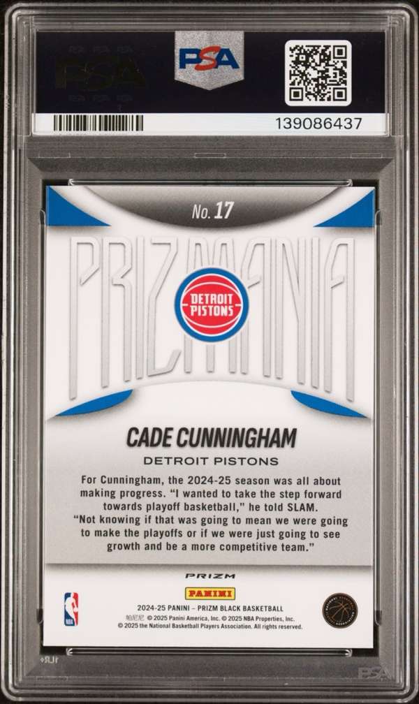 2024-25 Panini Prizm Black - Prizmania #17 Cade Cunningham PSA 10