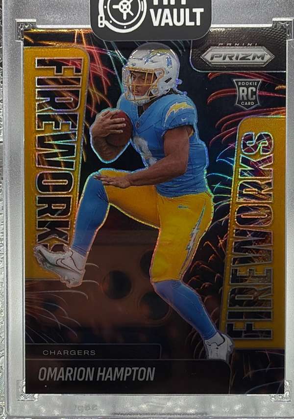 2025 Panini Prizm #17 Omarion Hampton Fireworks Gold #/10 - Read Description