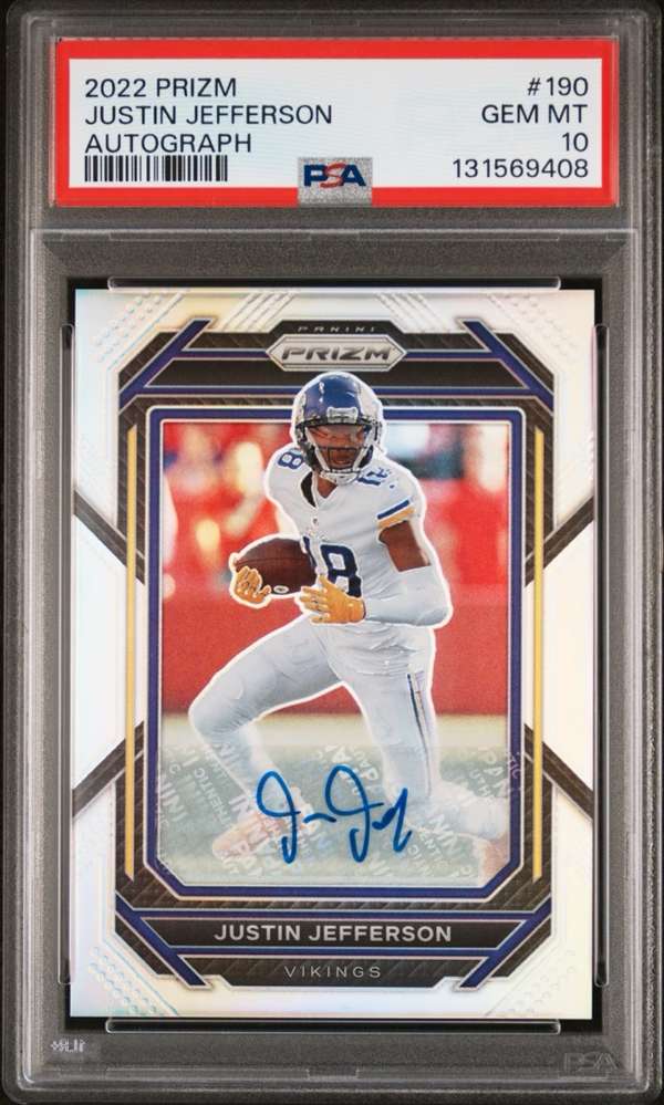 2022 Panini Prizm #190 Justin Jefferson Autographs Prizm Silver PSA 10
