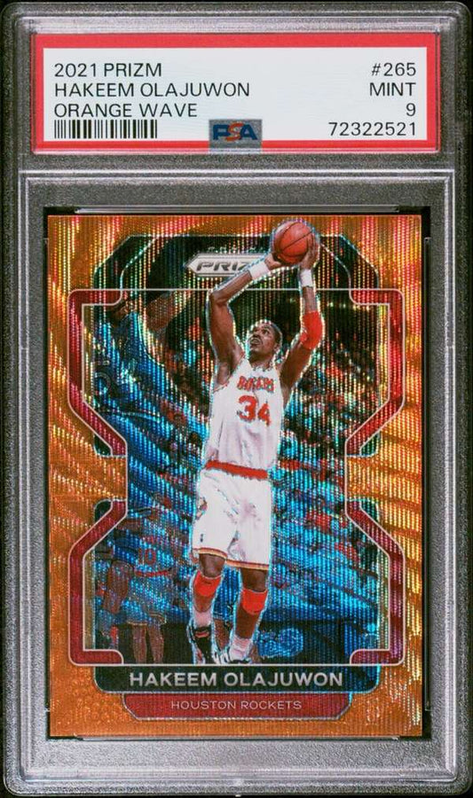 2021-22 Panini Prizm #265 Hakeem Olajuwon Orange Wave PSA 9 #/60