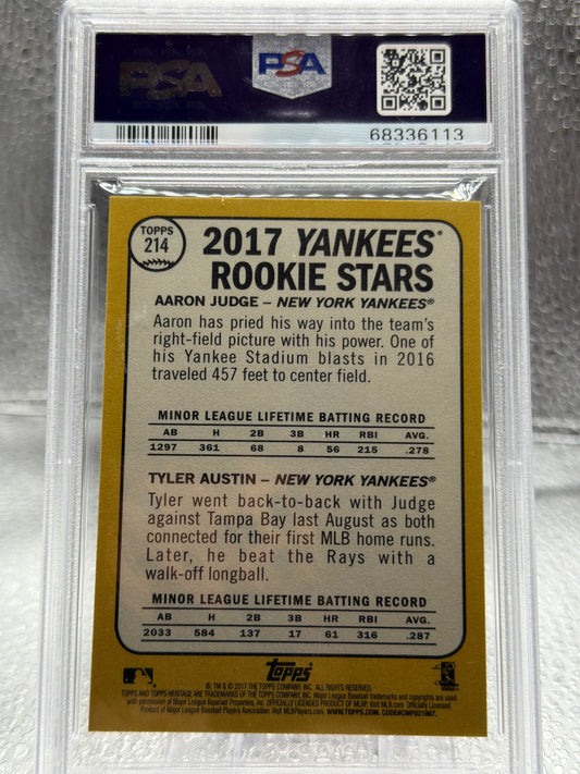 2017 Topps Heritage #214 A.Judge/T.Austin PSA 10