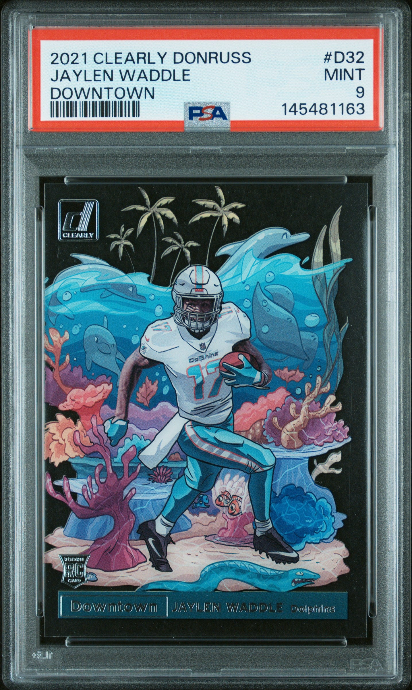 2021 Clearly Donruss #D-32 Jaylen Waddle Downtown PSA 9