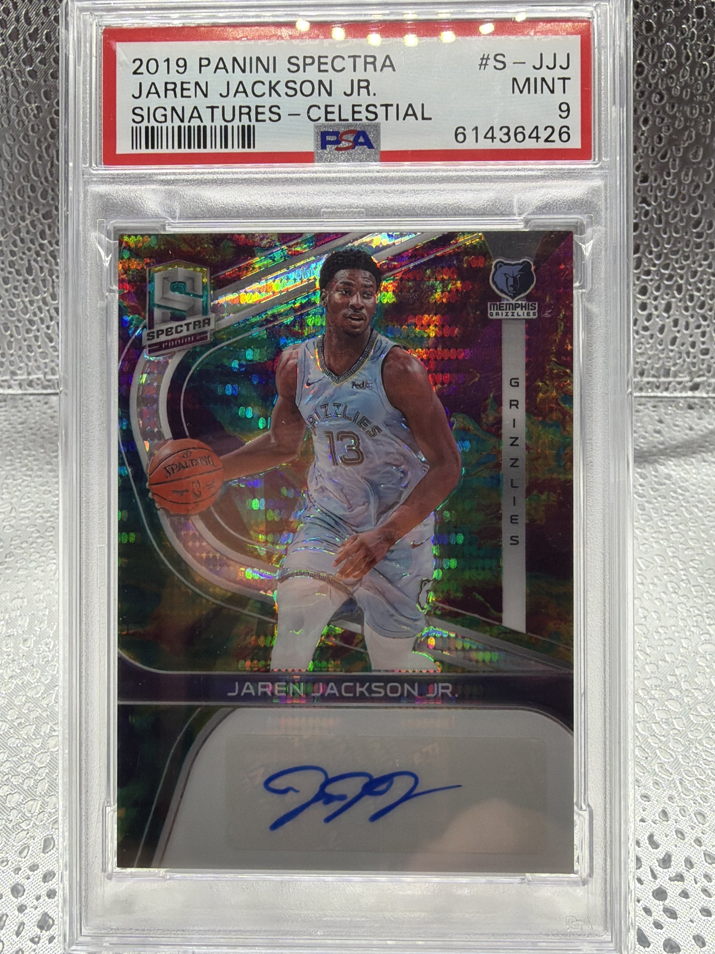 2019-20 Panini Spectra Jaren Jackson Jr. Signatures Celestial PSA 9 #/75