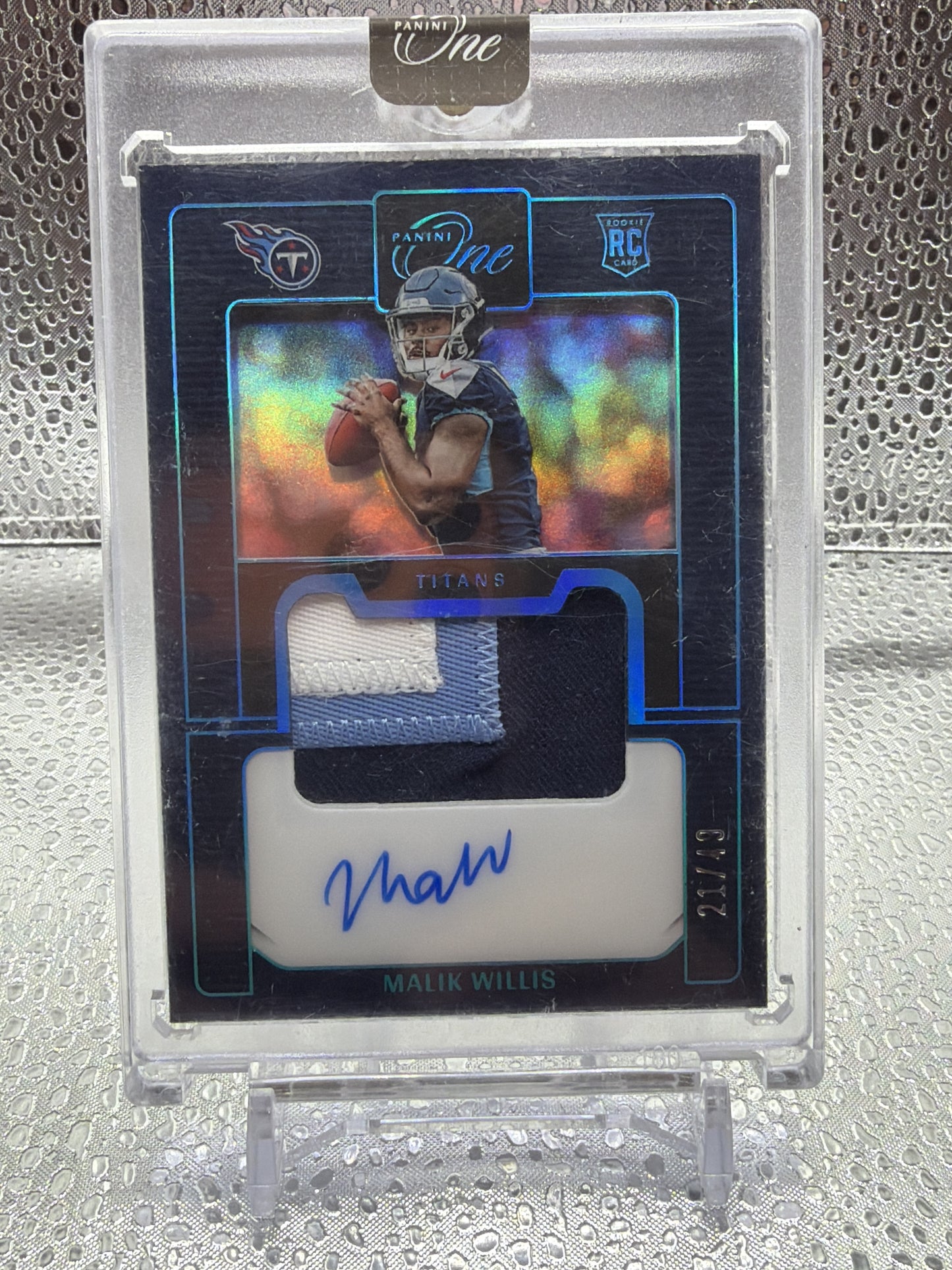 MALIK WILLIS 2022 PANINI ONE #140 ROOKIE PATCH AUTO RPA RC Blue Color Match/49