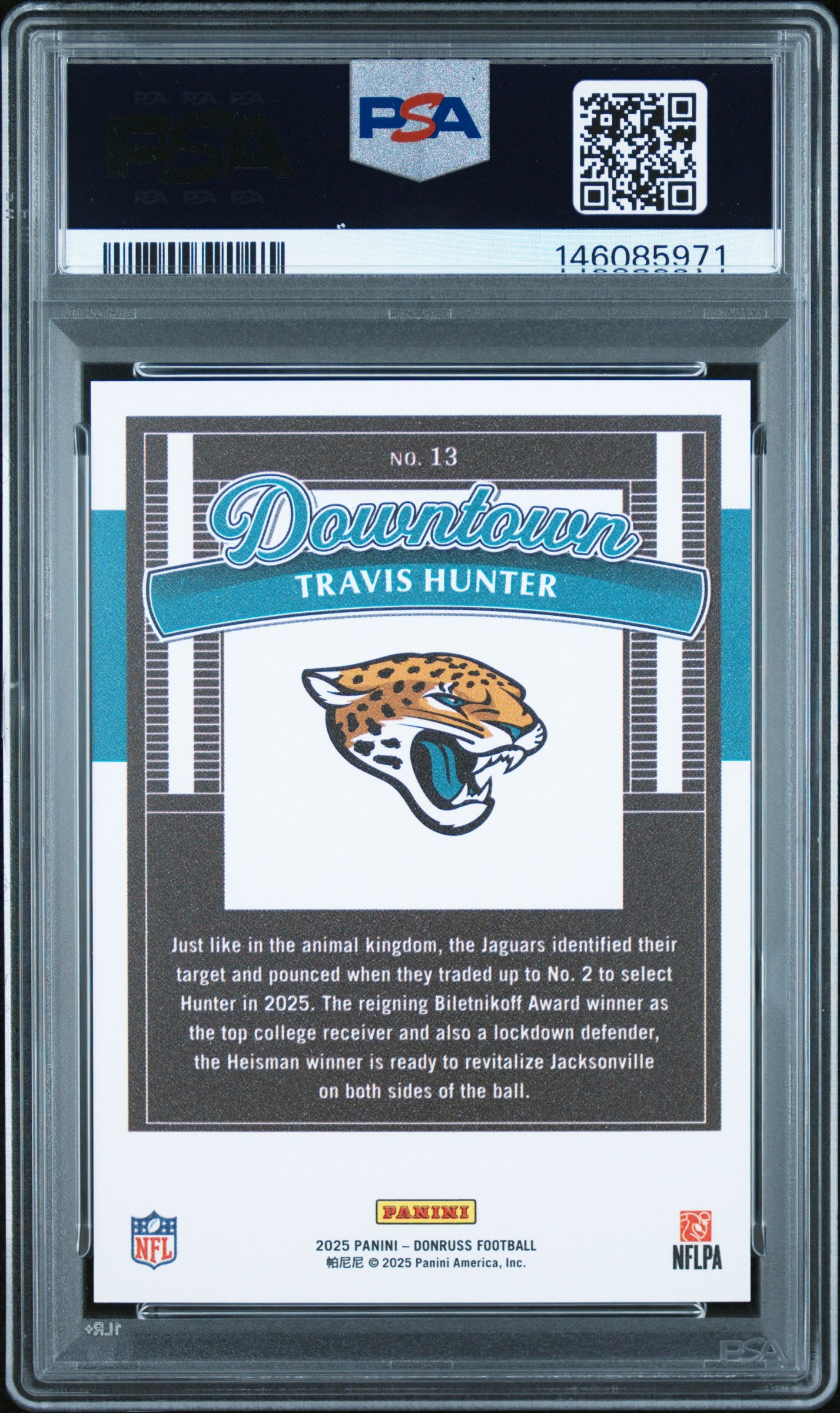 2025 Donruss #13 Travis Hunter Downtown! PSA 10 🔥