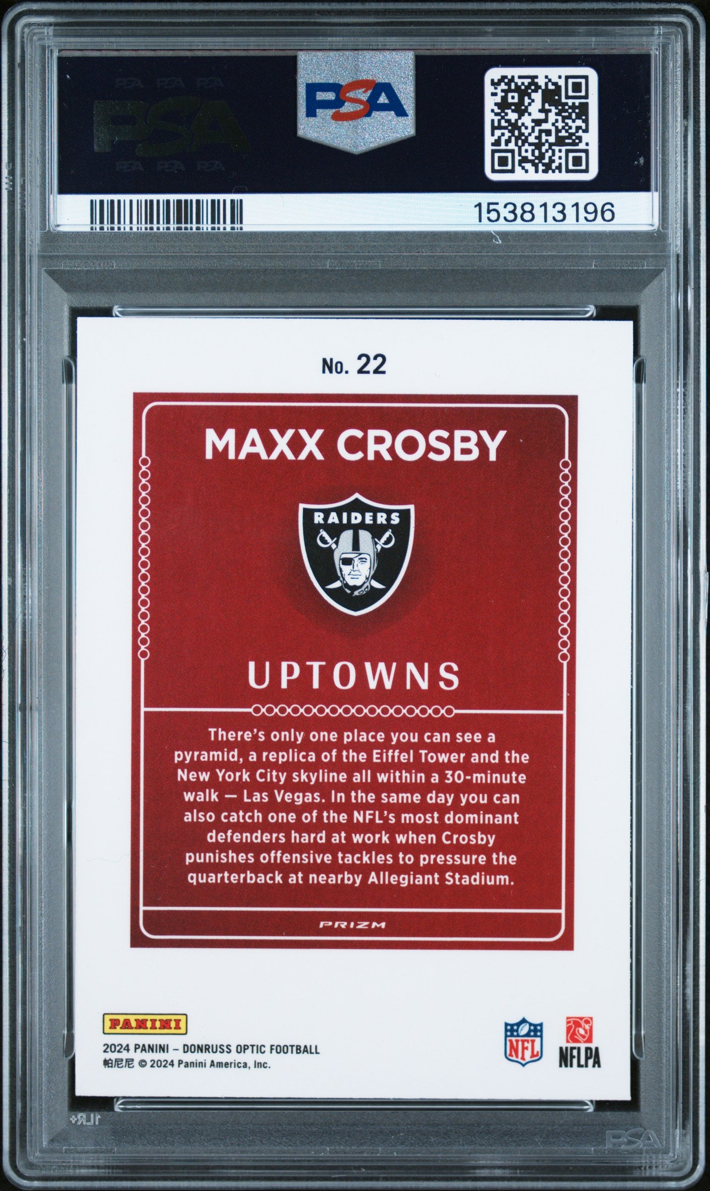 2024 Panini Donruss Optic Uptowns #22 Maxx Crosby PSA 9