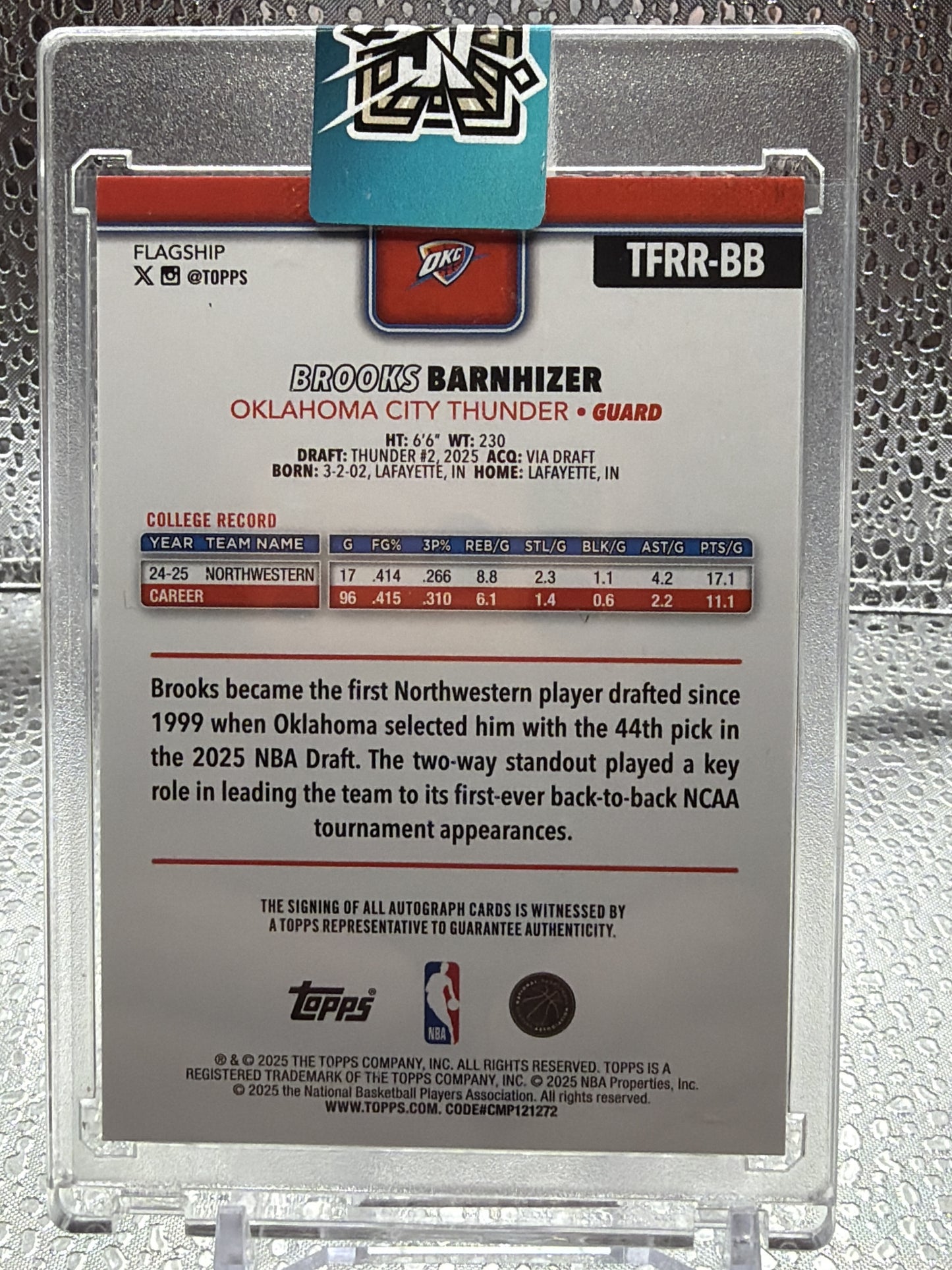 2025-26 Topps Brooks Barnhizer Flagship Real One Rookie Autographs #/25