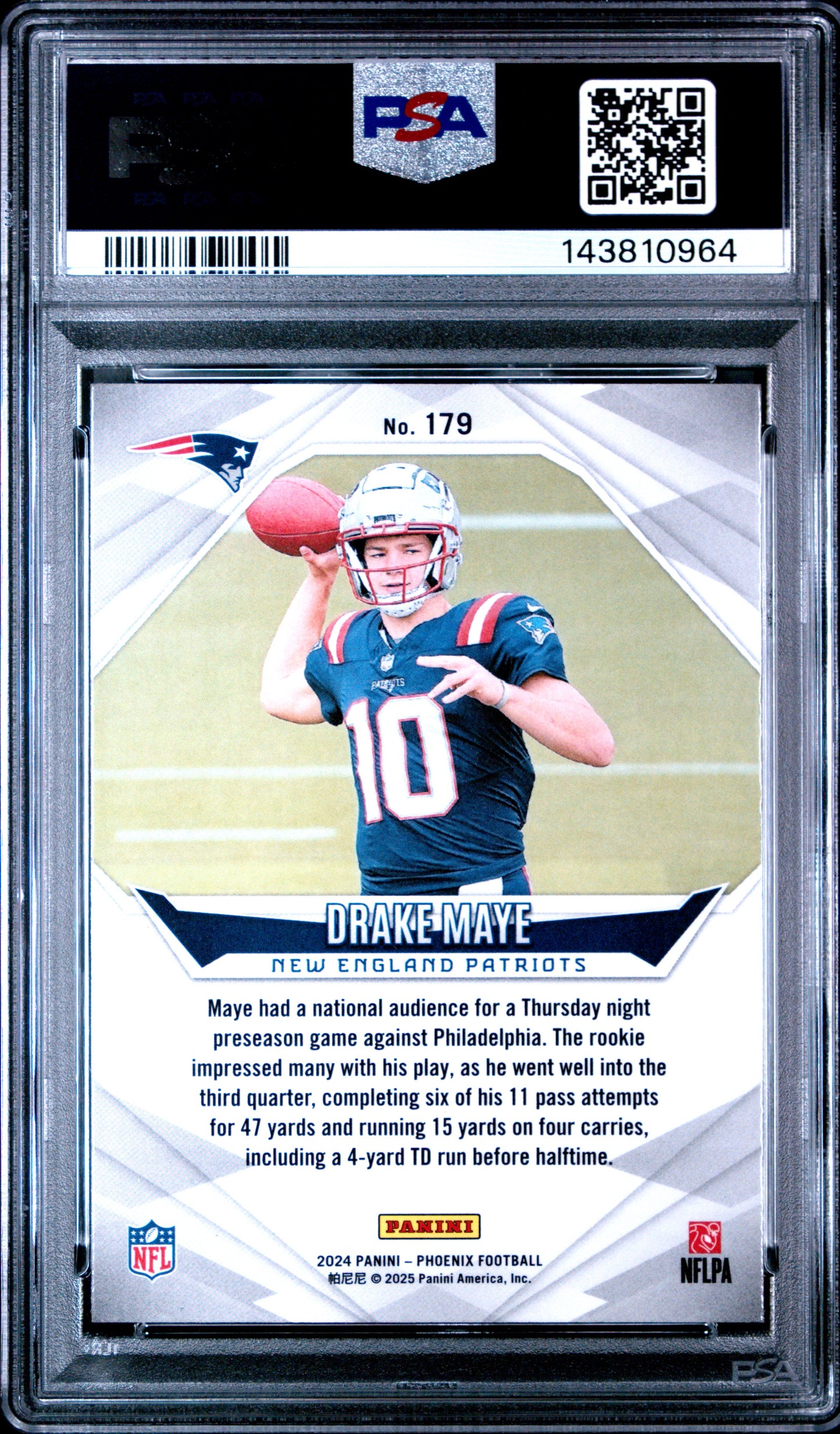 2024 Panini Phoenix #179 Drake Maye Purple PSA 9