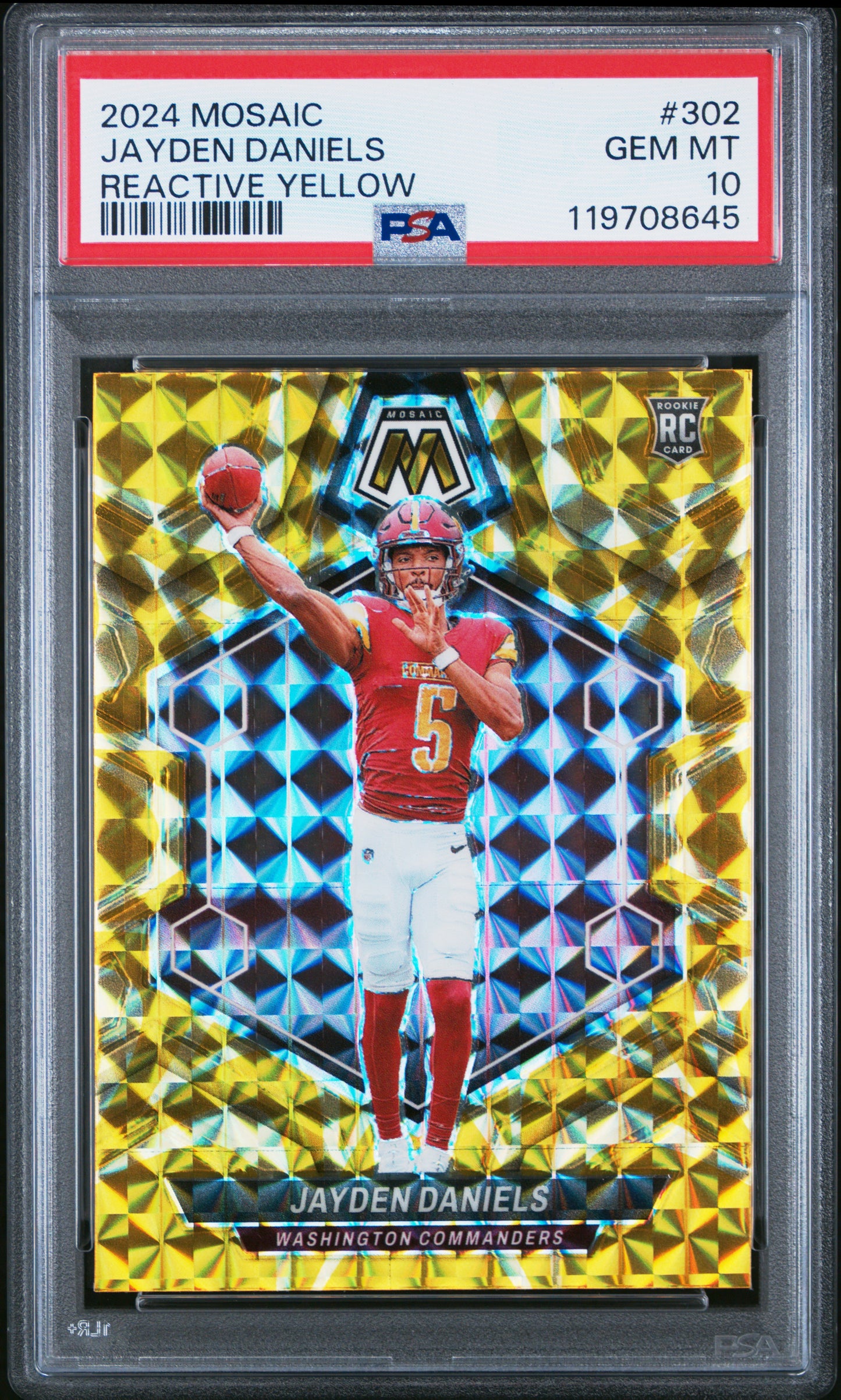 2024 Panini Mosaic #302 Jayden Daniels Mosaic Reactive Yellow PSA 10