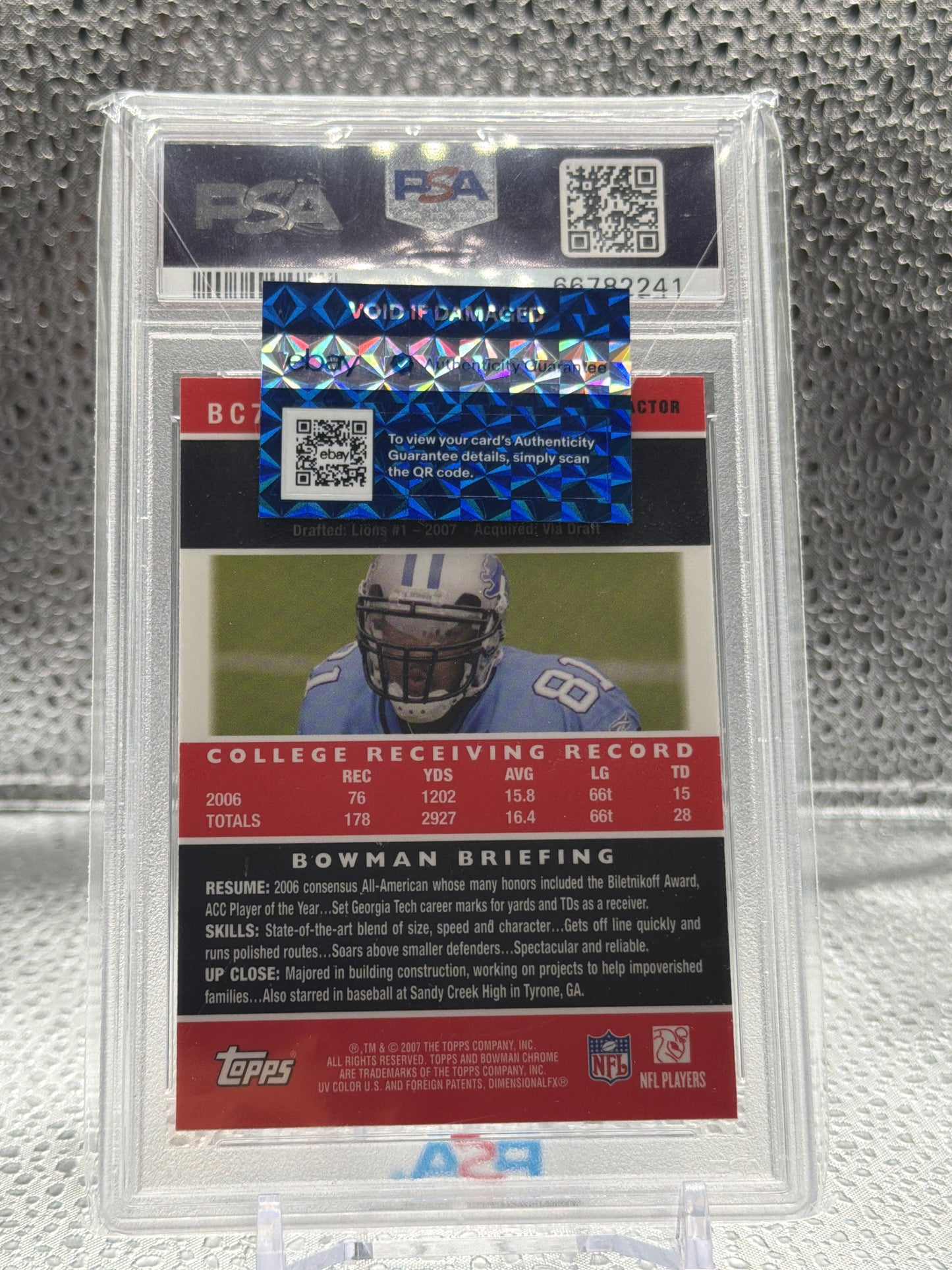 2007 Bowman Chrome #BC75 Calvin Johnson Refractors PSA 10