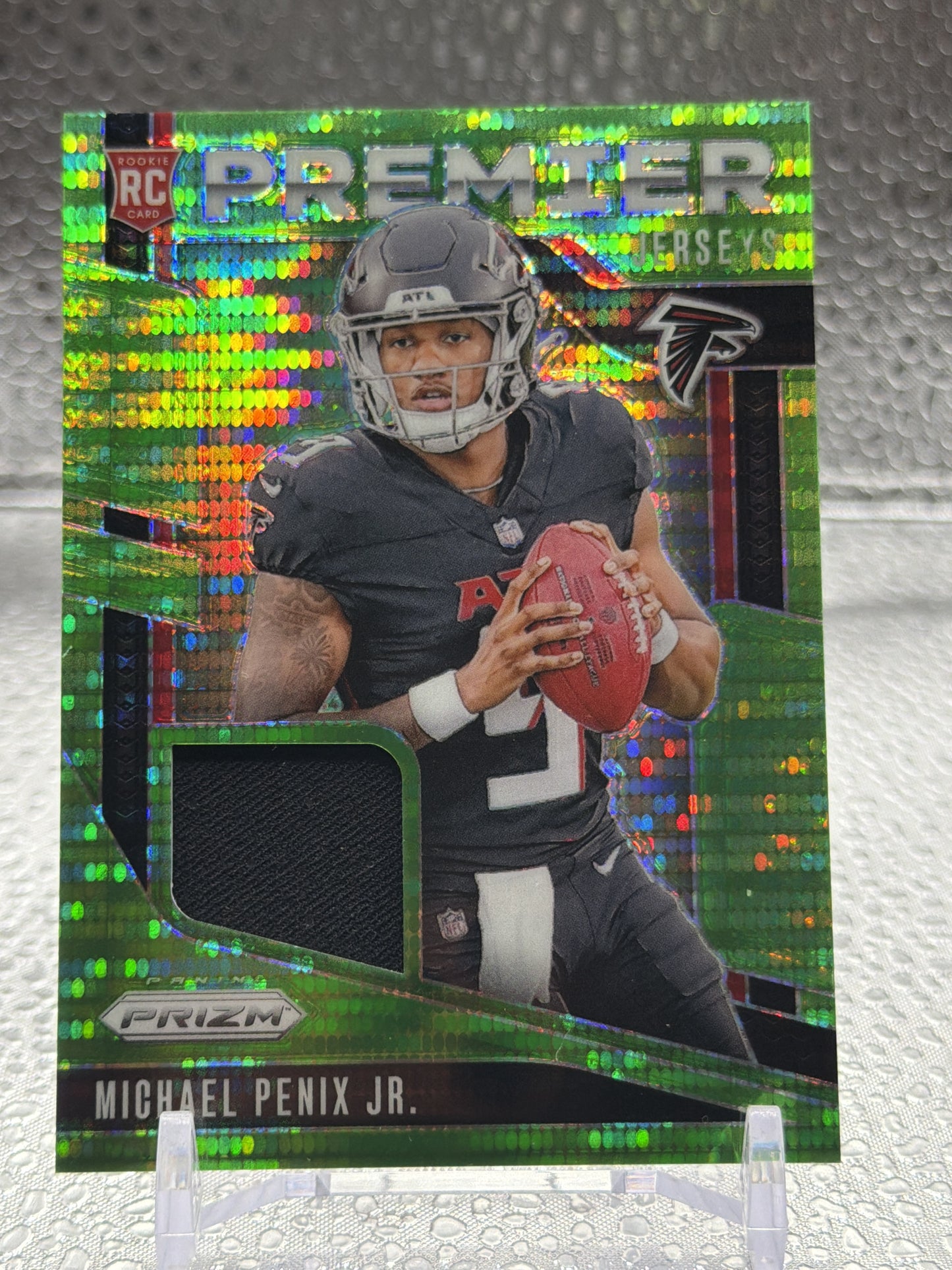 2024 Panini Prizm #PJ-MPJ Michael Penix Jr. Premier Jerseys Neon Green Pulsar